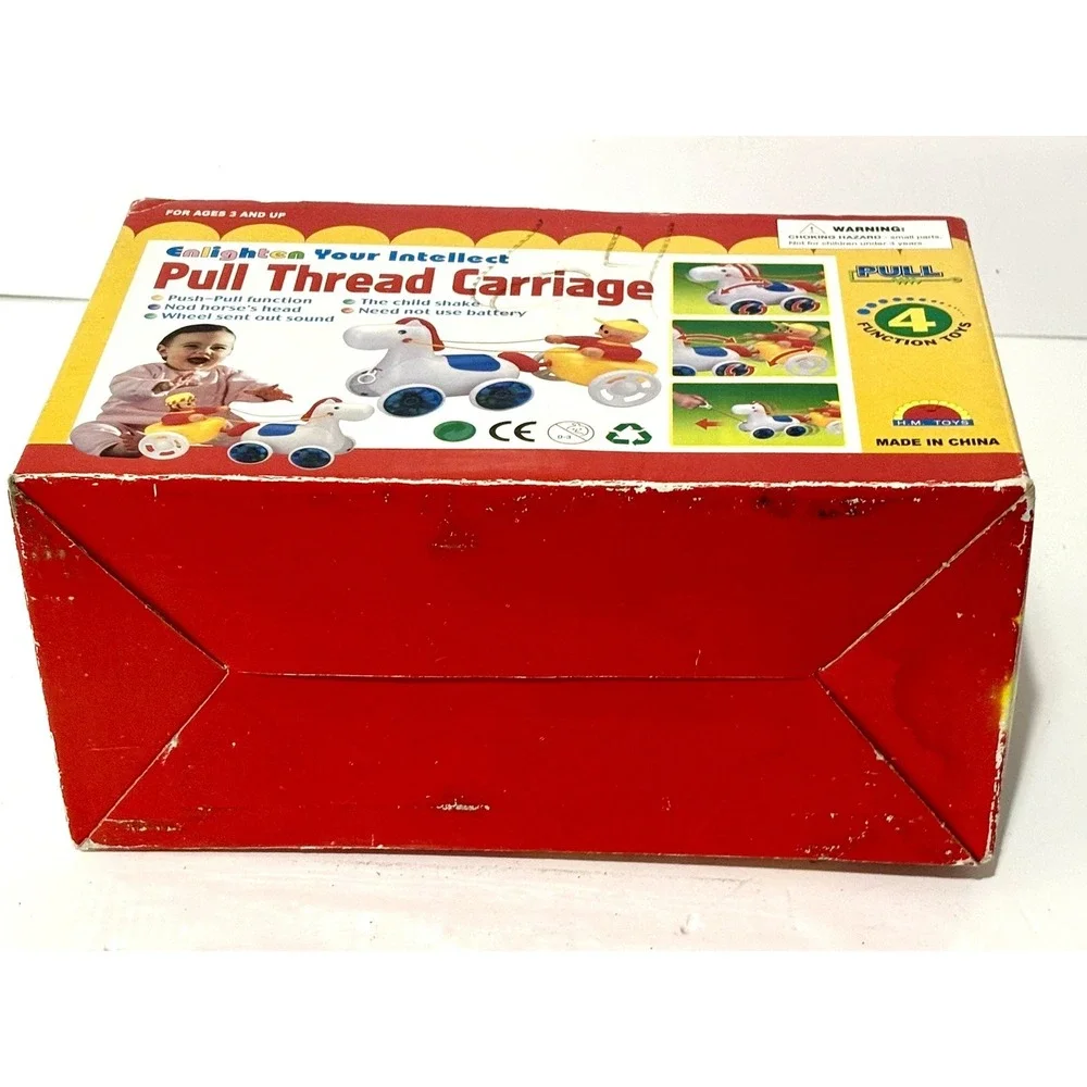 Vintage Pull Along Pony and Carriage Child's Play toy